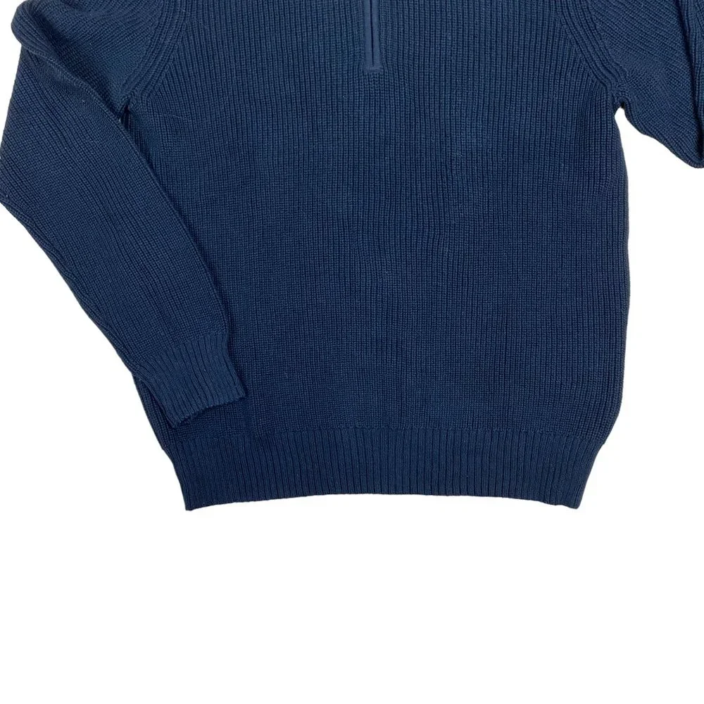 NWT Calvin Klein 1/4 Zip Rib Knit Sweater Black Casual Preppy Neutral Cotton-XL - Picture 5 of 12